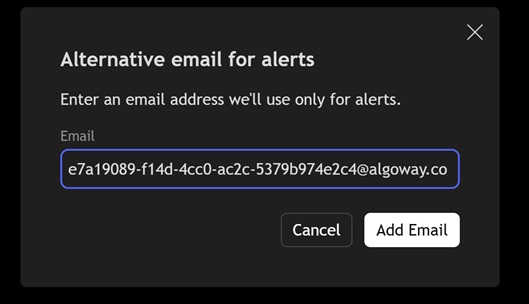 Add alternative email for alerts in TradingView