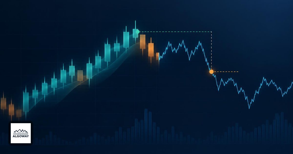 Smoothed Heikin Ashi candles beside market prices and a separate broker fill marker