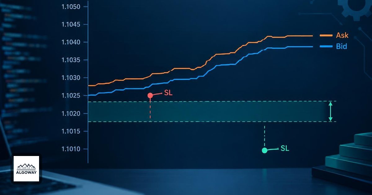 Illustration of Bid and Ask quote lines with two stop-loss levels