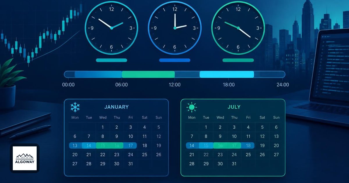 Pine Script Session Timezones: Chart Clock and DST Rules illustration