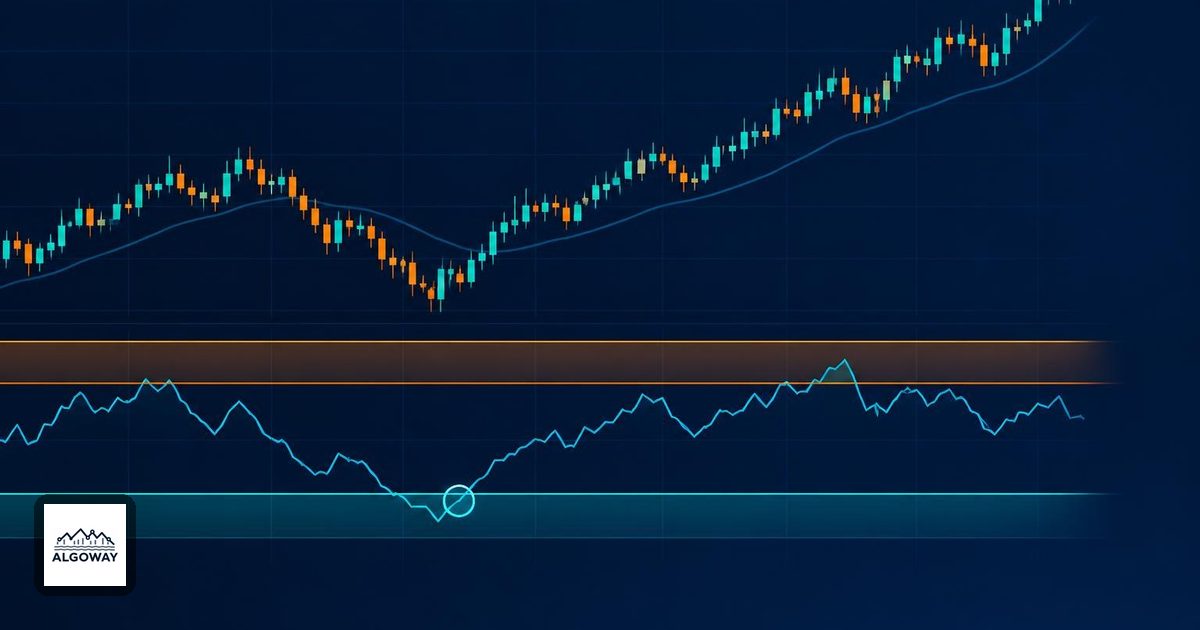 Price candles above an RSI panel highlighting a return crossing of the oversold boundary