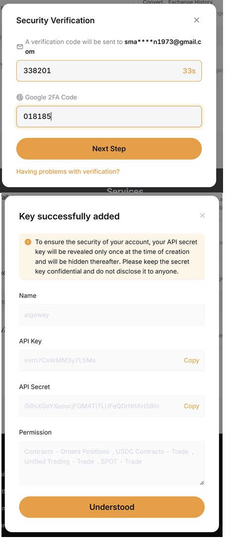 Bybit security verification and API secret
