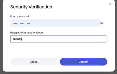 Gate.io security verification with fund password
