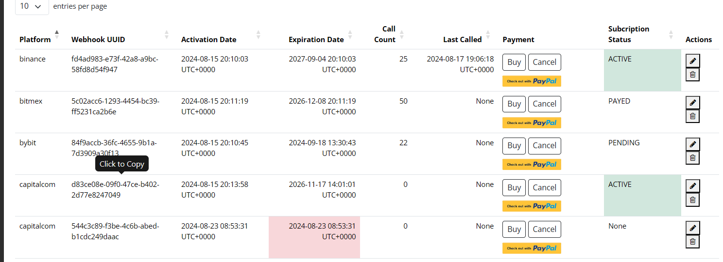 Add Webhook in AlgoWay