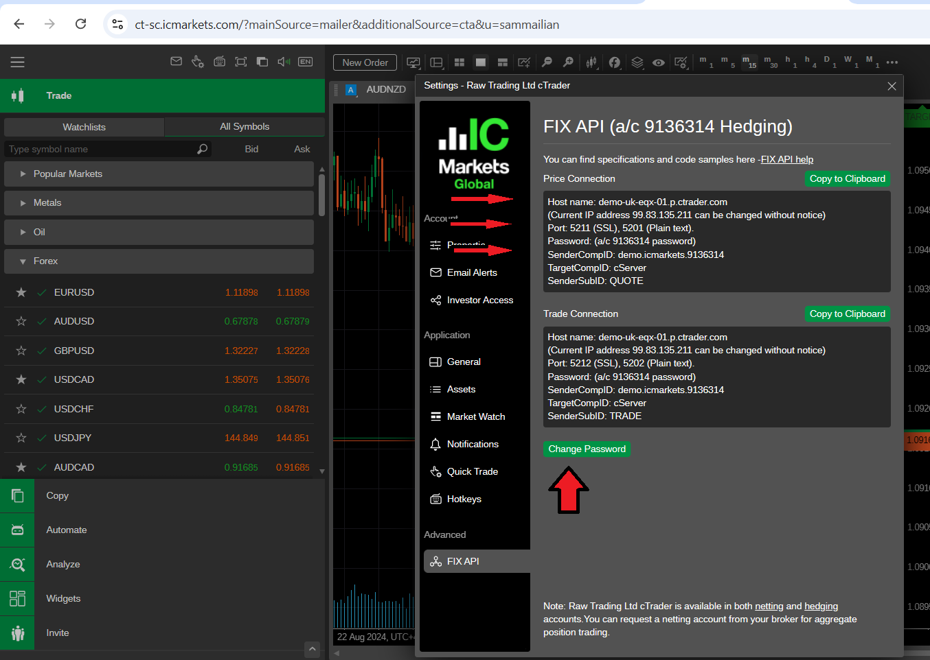 cTrader FIX API Settings