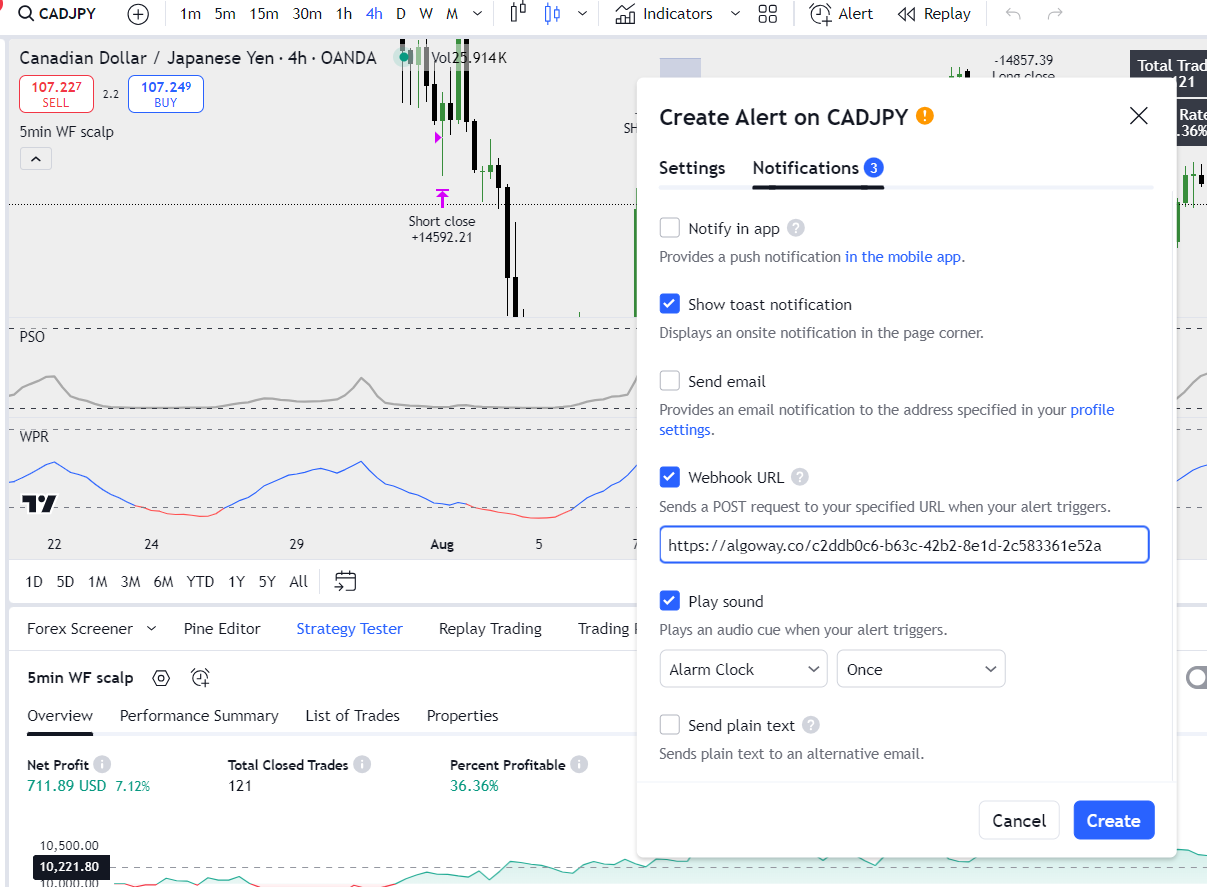 Webhook URL in TradingView